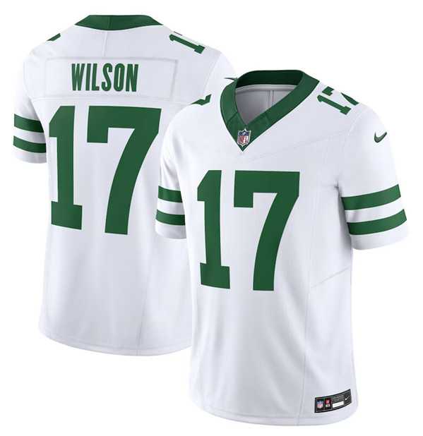 Mens New York Jets #17 Garrett Wilson White 2023 F.U.S.E. Vapor Limited Throwback Stitched Football Jersey